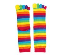 TOWARDSNAN Inverno Autunno Traspirante Tubo Medio Calze Per Le Donne Arcobaleno A Strisce Separatore Dita Cinque Dita Atletica Cav, C, Taglia unica