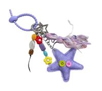 TOWARDSNAN Portachiavi con perline a forma di stella, realizzato a mano, morbido e robusto, accessorio per zaini, chiavi, uso quotidiano, portachiavi in tessuto morbido