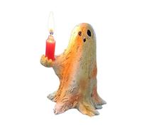 TOWARDSNAN Scultura in resina bianca a forma di spettro per portico e giardino, terrificante ornamento da giardino di Halloween, decorazione fatta a mano per la casa