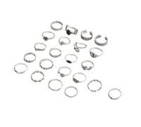 TOWARDSNAN Set di 22 anelli vintage in rilievo con motivo floreale, Yin Yang, TaiJi, per appassionati di moda e persone in cerca di stili unici, As shown, Zinco