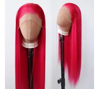 Towarm Parrucca sintetica con attaccatura frontale in pizzo, con attaccatura dei capelli naturale, per donne nere, resistente al calore, per cosplay, uso quotidiano (fucsia)