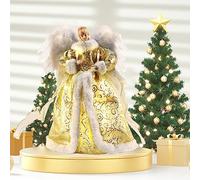 TOWEBOORY 32cm Puntale per Albero di Natale con Angelo, Statuetta con Angelo di Natale, Illuminato Puntale per Albero di Natale Punta per Albero di Natale a LED, per Albero di Natale (Oro A)