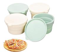 TOWEBOORY 4 Pezzi Scatola per Palline di Pasta per Pizza, Scatola per Pizza con Coperchio Pieghevole per la Prova Della Pasta per Impasto da 250-300g per Microonde, Congelatore e Lavastoviglie