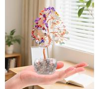 TOWEBOORY Albero Della Vita dei 7 Chakra, Albero Fatto a Mano per Buona Fortuna Pietra Decorativo Bonsai Albero di Pietre Preziose Regalo di Decorazione per la Casa, per Mamma e Sorella