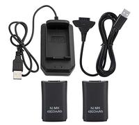 TOWEBOORY Batteria per Controller Xbox 360, Batteria Ricaricabile 4800 mAh, Batteria di Ricambio e kit di Ricarica con Cavo di Ricarica, Base di Ricarica per Controller Xbox 360 (Nero)