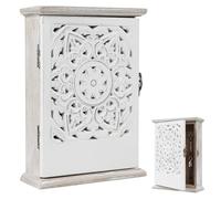 TOWEBOORY Cassetta Portachiavi in Legno, 26 X 20 X 6 Cm Organizzatore Parete Moderno Cassettiera per Chiavi da Parete, con 6 Ganci, per Ingresso, Corridoio, Portachiavi da Ufficio (C)