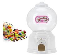 TOWEBOORY Gomme da masticare in plastica, distributore automatico di caramelle, mini caramelle retrò moneta, macchina di gomma da masticare per noci, dolcetti, contenitore di monete (bianco)