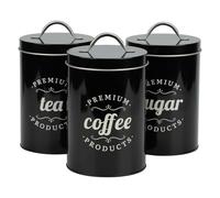 TOWEBOORY Set di 3 Barattoli in Metallo, Scatole Decorative Vintage 3 Serbatoi per Caffè, Tè e Zuccheriera da 1500 Ml, con Coperchio, Maniglia, Facile da Pulire, per la Cucina