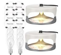 TOWEBOORY Trappola per Pulci, 2 Pezzi Trappola per Pulci per la Casa Trappola Rotonda per Pulci Cimici Sticky Dome Con 6 Lampadine a 8 Dischi Adesivi per Camera da Letto, Soggiorno, Cucina