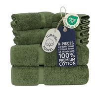 Towel Bazaar Set di asciugamani di lusso di qualità per hotel e spa, 100% cotone turco, ecologici e altamente assorbenti, set da 8 pezzi, verde muschio