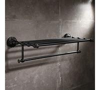 Towel Rails,Bathroom Towel Rack Wall Mounted Towel Holder, Bath Hardware Brass Towel Rack, Bath Shelf, Towel Holder, Nail Punched Black Oil Brushed Carved