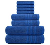 TOWELBAY Set di 8 asciugamani grandi in 100% cotone egiziano, morbidi per viso e mani, 500 g/m², ad asciugatura rapida, multiuso, colore blu reale