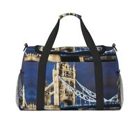 Tower Bridge in London Weekender Overnight Carry On Bag, per donne e uomini, perfetta per frequent flyer, Nero , Taglia unica