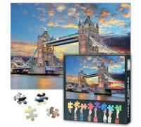 Tower Bridge London Puzzle da 1000 pezzi, paesaggio del tramonto britannico, puzzle per adulti di alta qualità, 27,5 x 19,7 pollici