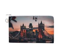 Tower Bridge The Sunset Londra Inghilterra Portamonete alla moda in tela borsa portatile per trucco per uomo donna, Stile:, Taglia unica, Portamonete