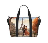 Tower Eiffel Paris - Borsa a tracolla con stampa di coppie, borsa da viaggio con cerniera, stile casual, per gite nel fine settimana e shopping in palestra, Nero , Taglia unica, Borsa da viaggio