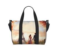 Tower Eiffel Paris - Borsa a tracolla con stampa di coppie, borsa da viaggio con cerniera, stile casual, per gite nel fine settimana e shopping in palestra, Nero , Taglia unica, Borsa da viaggio