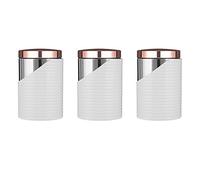 Tower Linear - Set di 3 barattoli in acciaio INOX, 11,6 x 11,6 x 17 cm, Acciaio inossidabile, Oro bianco e rosa., 11.6 x 11.6 x 17 cm