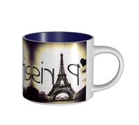 Tower Love Paris - Tazze in ceramica di grande capacità, versatili per caffè, tè, facili da tenere, perfette per spazi di lavoro