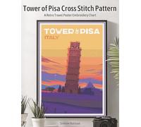 Tower of Pisa Cross Stitch Pattern: A Retro Travel Poster Embroidery Chart