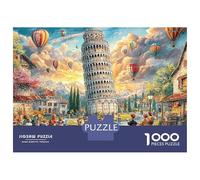Tower of Pisa - Puzzle da 1000 pezzi, fantasia a torre in ardesia, puzzle difficile, con divertimento extra, 100% cartone riciclato, per adulti, adolescenti, 70 x 50 cm, 1000 pezzi
