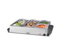 Tower Server buffet T16151 con 2 vassoi da 2,5 l e 2 vassoi da 1,2 l, controlli della temperatura regolabili, maniglie Cool Touch, 300 W, in acciaio inox