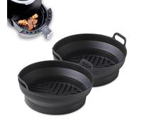 Tower T843090 Set di 2 vassoi rotondi per friggitrice ad aria, riutilizzabili, in silicone, adatti per la maggior parte delle friggitrici ad aria da 4 litri e oltre, incluse Ninja, nero
