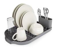 Tower T847000 - Scolapiatti compatto con portaposate, scolapiatti, in acciaio inox cromato, facile da pulire, grigio, 32 x 45 x 13 cm