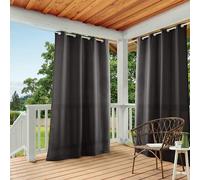 TOWN & COUNTRY BASICS Exclusive Home Curtains Cabana Tende resistenti per interni ed esterni, opacità filtrante della luce con passacavo superiore, idrorepellenti, confezione da 2, 137 x 243 cm, nero