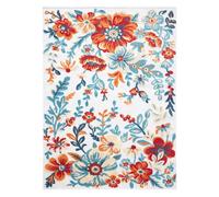 TOWN & COUNTRY EVERYDAY Hibiscus Bloom Tappeto moderno floreale per interni ed esterni, resistente allo sbiadimento UV, pelo alto-basso, avorio/rosso/blu, 90 x 150 cm