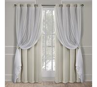 Exclusive Home Curtains Catarina Coppia di Tende oscuranti e velate con Occhielli, Poliestere, Sabbia, 52x96, 2 unità