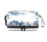 Town Village Sence - Trousse per cosmetici a doppio strato, per donne e ragazze, trousse da viaggio per trucchi, pratica borsa organizer con scomparto per pennelli, Multi, 27x15x14 cm/10.6x5.9x5.5 in,