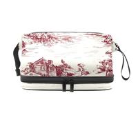 Town Village - Trousse per cosmetici a doppio strato, per donne e ragazze, trousse da viaggio per trucchi, pratica borsa organizer con scomparto per pennelli, Multi, 27x15x14 cm/10.6x5.9x5.5 in,