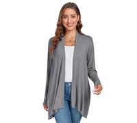 TownCat Cardigan Donna Taglio Sciolto Leggero e Confortevole con Tasca Maniche Lunghe Cardigan Aperto Elegante e Gentile Il Tempo Libero Traspirabile Grigio Scuro M