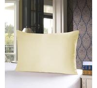 townssilk Federa seta cuscino,100% naturale seta di gelso 19momme,doppia faccia,benefica per capelli e pelle,ipoallergenica,cerniera nascosta,1 pz,50x75cm,LightYellow