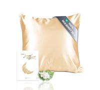 townssilk Federa seta cuscino,100% naturale seta di gelso 19momme,doppia faccia,benefica per capelli e pelle,ipoallergenica,cerniera nascosta,1 pz,65x65cm,Oro champagne