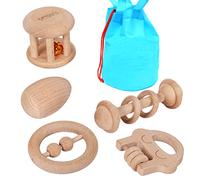 TOWO Maracas neonato di legno giochi per bambini 6 mesi-giochi ecologici e facili da afferrare Strumento musicale per lo sviluppo cerebrale sensoriale del Neonato Regalo prima infanzia neonato