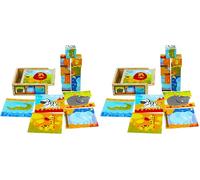 TOWO Puzzle con Cubi di Legno - con 9 Pezzi per Creare 6 Immagini di Animali Selvatici - con Scatola in Legno - Puzzle per Bambini di 2 Anni (Confezione da 2)