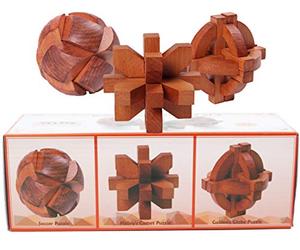 TOWO Rompicapo in Legno - Globo di Galileo, Cometa di Halley e Palla da Calcio - Giochi Intelligenti per Bambini, Adulti e Ragazzi - puzzle rompicapo in legno