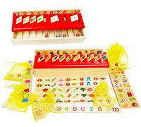 TOWO Scatola con Giochi di Legno per Bambini Montessori - Giochi di Classificazione, Selezione e Abbinamento per Imparare Oggetti, Numeri e Colori - per Bambini di 1 Anno