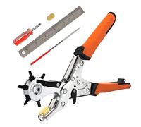 TOWOT Pinza Fustellatrice a Fori Tondi per Cuoio e Cinture, Strumento di Fustellatura Professionale con 6 Fustelle. Perforatore di Alta Qualità per Sella, Cintura, Cartone, Pelle e Plastica.