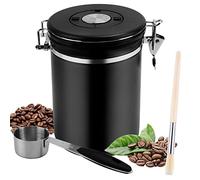 Towviy Barattolo caffè Ermetico, Contenitore per Chicchi di Caffè 1.8L/752g Contenitore Caffè Acciaio Inox per Conservare Caffè Tè con Cucchiaio e Spazzola di Pulizia