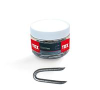 TOX Anelli per recinzione, graffe in acciaio per il fissaggio del filo, a forma di U, zincate a caldo, 1,6 x 16 mm, 1 barattolo, 400 g (830 pezzi), 063260100