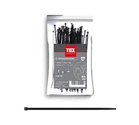 TOX Fascetta per cavi, nera, resistente ai raggi UV, per uso universale all'interno e all'esterno, per un fissaggio sicuro in casa, ufficio e giardino, dimensioni 3,6 x 200 mm, 100 pezzi, 099600024