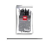 TOX Fascetta per cavi, nera, resistente ai raggi UV, per uso universale all'interno e all'esterno, per un fissaggio sicuro in casa, ufficio e giardino, dimensioni 4,8 x 300 mm, 100 pezzi, 099600028