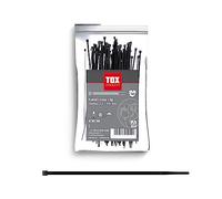 TOX Fascetta per cavi, nera, resistente ai raggi UV, per uso universale all'interno e all'esterno, per un fissaggio sicuro in casa, ufficio e giardino, dimensioni 2,5 x 200 mm, 100 pezzi, 099600022