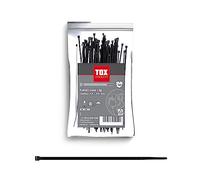 TOX Fascetta per cavi, nera, resistente ai raggi UV, per uso universale all'interno e all'esterno, per un fissaggio sicuro in casa, ufficio e giardino, dimensioni 4,8 x 200 mm, 100 pezzi, 099600026