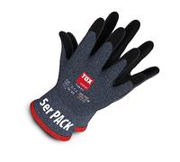 TOX Guanti di montaggio Flex Fit, in nylon a maglia fine con rivestimento in schiuma di micro-nitrile, grigio/nero, resistenti all'abrasione e versatili, 5 paia, taglia 10, 006900110