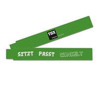 TOX regolo pieghevole 2m in verde - metro pieghevole con impronta Sitzt Passt Wackelt - filo pieghevole in legno di faggio con funzione di misurazione degli - classe di precisione III - 9969003