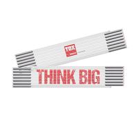 TOX Righello metro 3m - righello metrico con impronta "THINK BIG" - righello pieghevole elastico in betulla di vetro con estremità rosse e numeri decimali - precisione classe III, 1 pezzo, 09969008/T